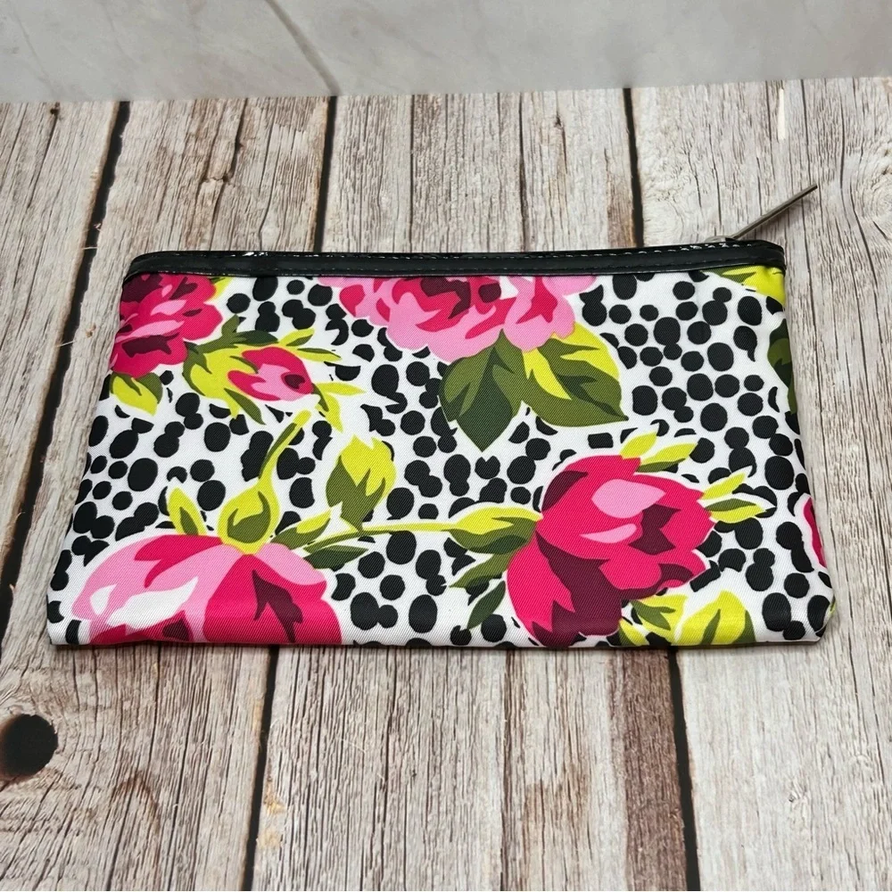 Modella Pink Floral and Black Polka Dot Clutch